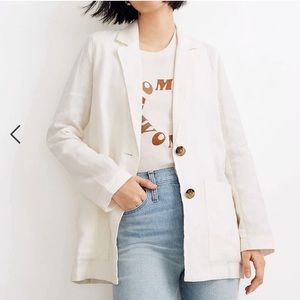 Madewell Cream Linen Dorset Blazer